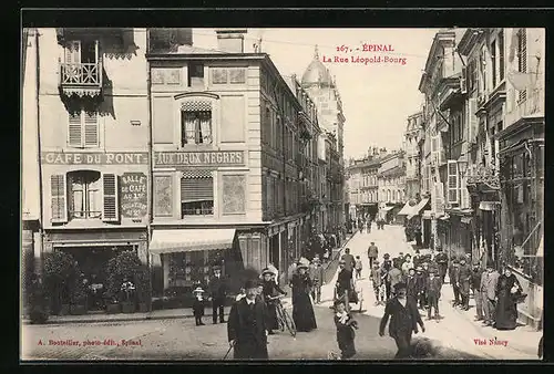 AK Épinal, La Rue Leopold-Bourg