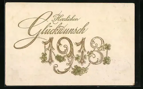 Künstler-AK Glückwunsch zum Neujahr 1913