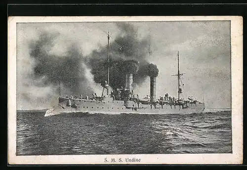 AK Kriegsschiff SMS Undine der kaiserlichen Marine Volldampf gebend