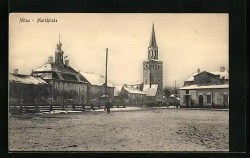 AK Mitau, Marktplatz mit Kirche