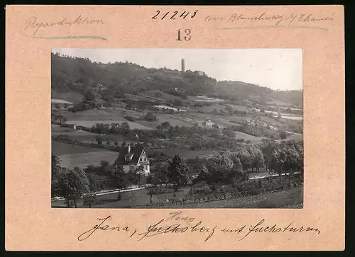 Fotografie Brück & Sohn Meissen, Ansicht Jena, Blick auf den Hausberg mit Fuchsturm