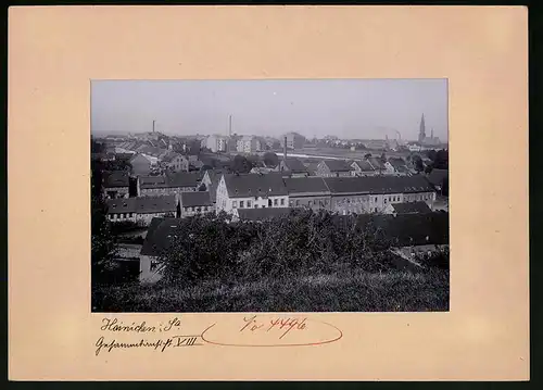 Fotografie Brück & Sohn Meissen, Ansicht Hainichen i. Sa., Blick über die Stadt mit Kirche