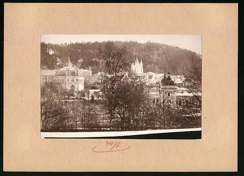 Fotografie Brück & Sohn Meissen, Ansicht Marienbad, Blick auf den Ort von der Jägerstrasse mit Kirche Maria Himmelfahrt