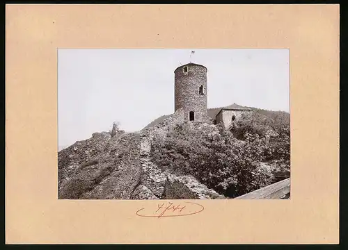 Fotografie Brück & Sohn Meissen, Ansicht Aussig, am Burgturm der Burg Schreckenstein