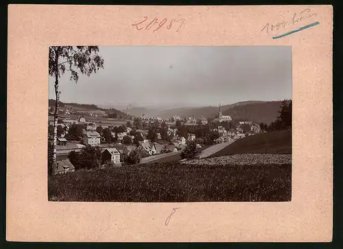 Fotografie Brück & Sohn Meissen, Ansicht Bad Elster, Blick auf den Ort mit Kirche