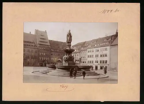 Fotografie Brück & Sohn Meissen, Ansicht Freiberg / Sachsen, Obermarkt mit Elephanten-Apotheke & Denkmal Otto der Reiche