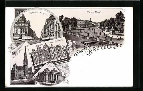 AK Brüssel / Bruxelles, Bruxelles, Boulevard Andpach, Hotel de Ville, Palais Royal