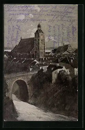 Künstler-AK Fritz Hass: Wartenburg, Erinnerungen an den grossen Krieg, Ortspartie