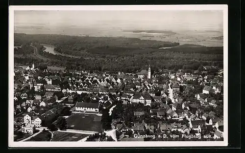 AK Günzburg a. D., Fliegeraufnahme des Ortes