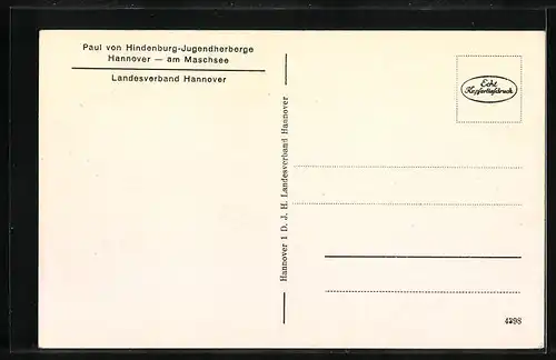 AK Hannover, Paul von Hindenburg-Jugendherberge mit Uferpartie