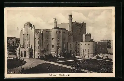 AK Cottbus, Ansicht des Stadttheaters