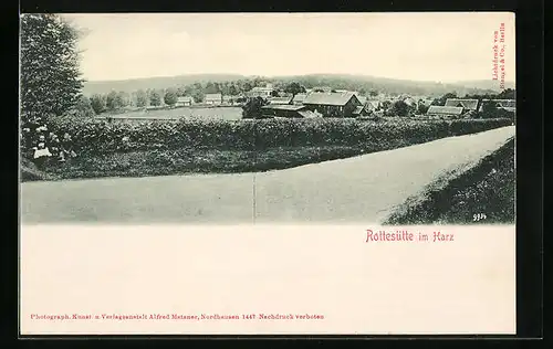 AK Rottesütte i. Harz, Ortsansicht mit Strassenpartie