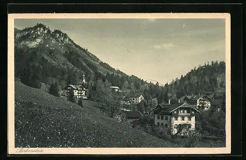 AK Birkenstein, Ortsansicht mit Bergpanorama