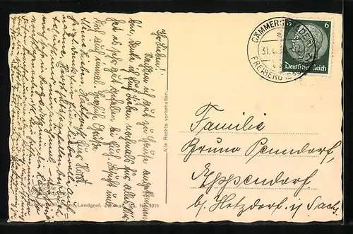 AK Dittersbach b. Neuhausen, Ortsansicht mit Schornstein