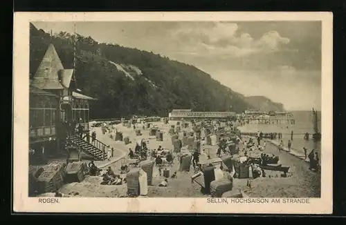 AK Sellin /Rügen, Hochsaison am Strande