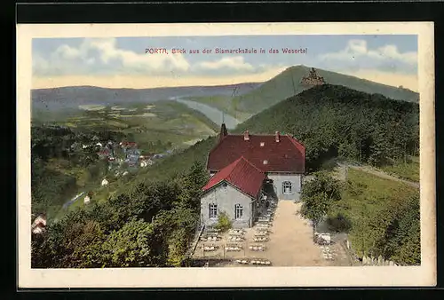 AK Porta Westfalica, Blick aus der Bismarcksäule in das Wesertal