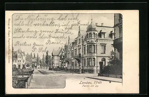 AK Landau /Pf., Partie an der Strasse An 44