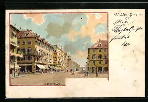 Künstler-AK Karlsruhe, Kaiserstrasse