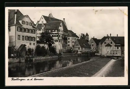 AK Riedlingen /Donau, Ortspartie mit Wehr