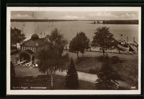 AK Berlin-Tegel, Strandanlage aus der Vogelschau