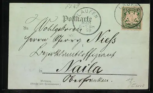 Mondschein-AK Laufen a. S., Totalansicht aus der Ferne