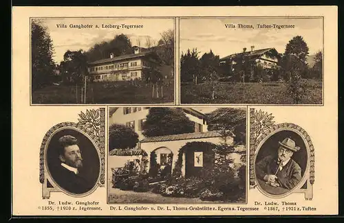 AK Egern a. Tegernsee, Dr. L. Ganghofer- u. Dr. L. Thoma-Grabstätte