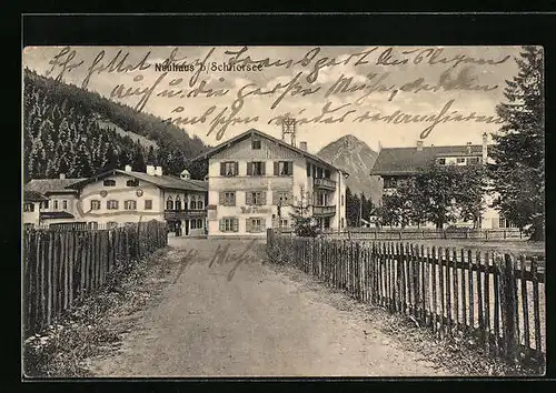 AK Neuhaus b. Schliersee, Blick auf das lokale Postamt
