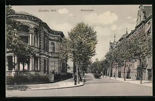 AK Landau /Pfalz, Rheinstrasse mit Pferdewagen