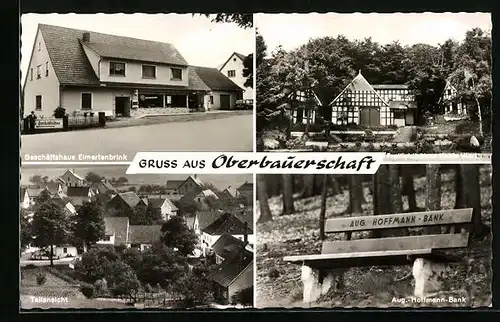 AK Oberbauerschaft, Geschäftshaus Eimertenbrink, Freilichtbühne Kahle Wart, Aug.-Hoffmann-Bank