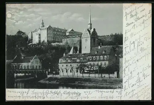 Mondschein-AK Gera-Reuss j. L., Schloss Osterstein