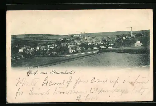 AK Stammbach, Teilansicht mit Kirche