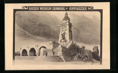 Künstler-AK Carl Jander: Kyffhäuser, Kaiser Wilhelm Denkmal