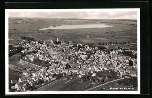 AK Buchau am Federsee, Totalansicht aus der Vogelschau, Fliegeraufnahme