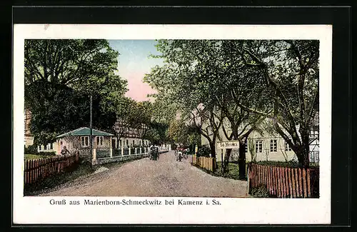 AK Marienborn-Schmeckwitz, Ortsansicht mit Strassenpartie