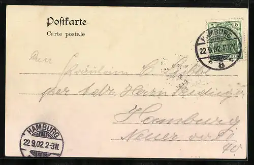 Lithographie Hamburg-Neustadt, Ringstrasse mit Hauptpost