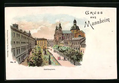 Lithographie Mannheim, Schillerplatz