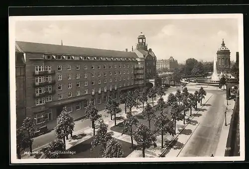 AK Mannheim, Strassenblick in die Augustaanlage