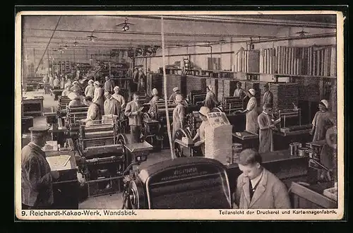 AK Hamburg-Wandsbek, Reichardt Kakao-Werk, Druckerei und Kartonnagenfabrik