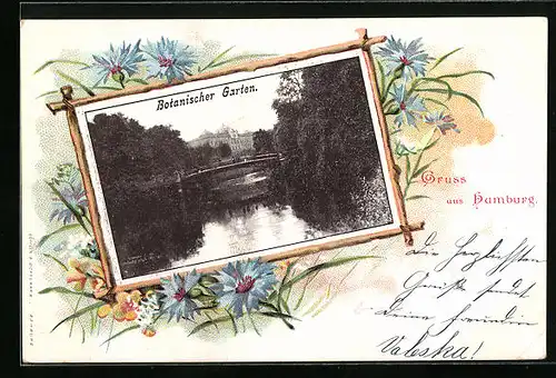 Passepartout-Lithographie Hamburg-St.Pauli, Botanischer Garten