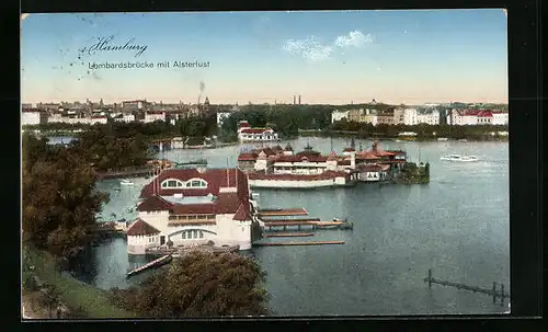 AK Hamburg, Lombardsbrücke mit Alsterlust