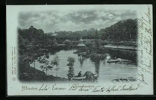 Mondschein-AK Minden, Schwanenteich