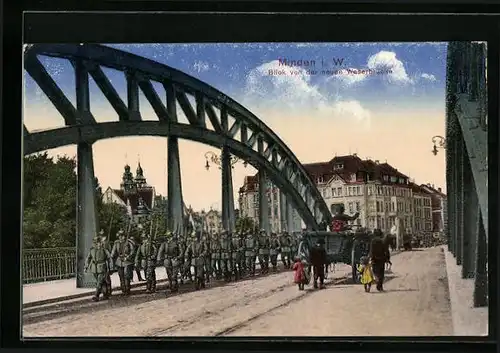 AK Minden i. W., Blick von der neuen Weserbrücke