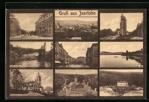 AK Iserlohn, Totalansicht, Kaiserplatz, Danzturm