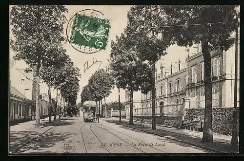 AK Le Mans, La Route de Laval, Strassenbahn