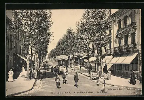 AK Le Mans, L`Avenue Thiers, Strassenbahn