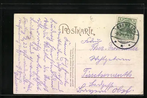 AK Brambach i. V., Marktplatz mit Kirche