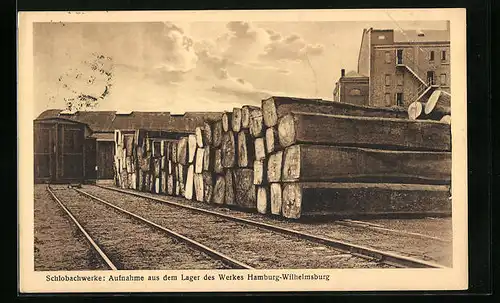AK Hamburg-Wilhelmsburg, Schlobachwerke, Aufnahme aus dem Lager