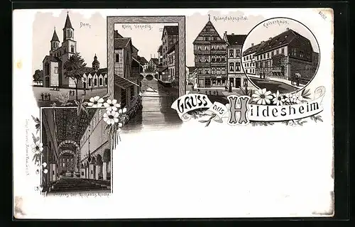 Lithographie Hildesheim, Dom, Klein Venedig, Kaiserhaus