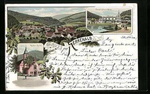 Lithographie Herrenalb, Kloster-Ruine, Conversations-Haus