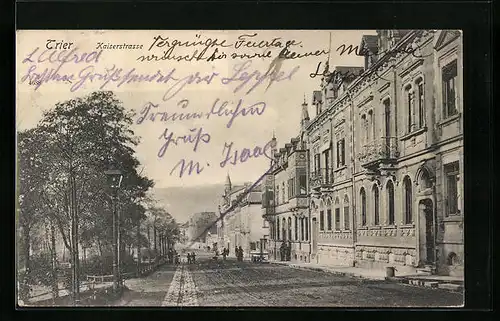 AK Trier, Kaiserstrasse mit Passanten